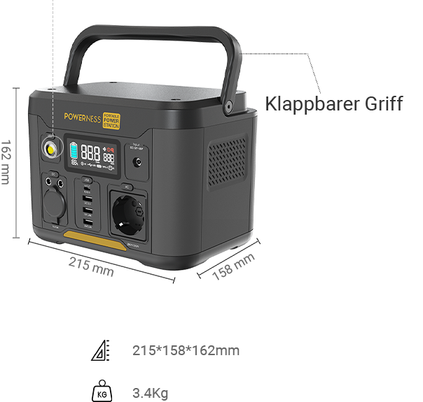 Side view of hiker U300 with dimensions